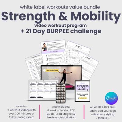 White Label STRENGTH & MOBILITY Workout Program + Burpee Challenge BUNDLE