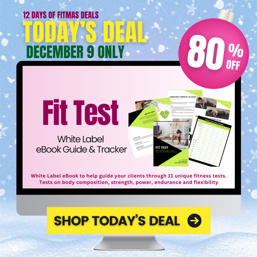 White Label FIT TEST eBook Guide:  12 Days of FITmas Day 1 sale! Save 80% TODAY ONLY!