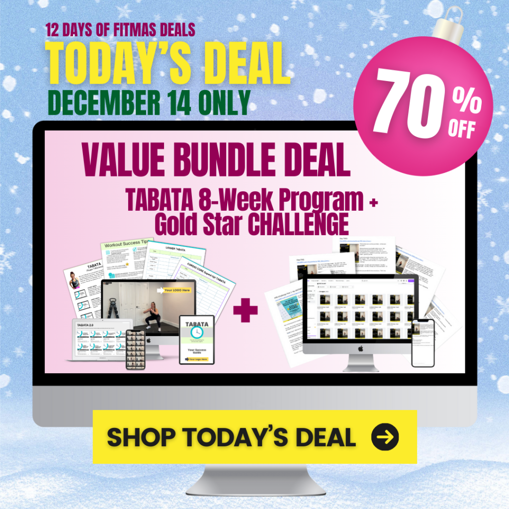 TABATA white label workout program PLUS 21 day Gold Star CHALLENGE!  Value pack deal - 70% off!