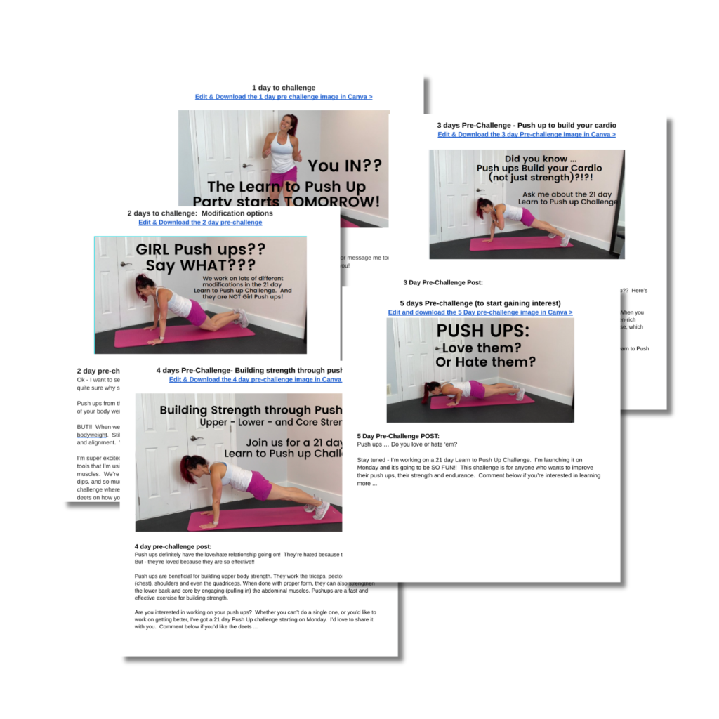 White label push up challenge marketing posts
