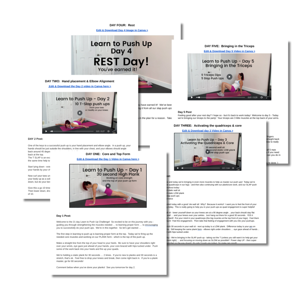 White label push up challenge - 21 days of pre-written posts