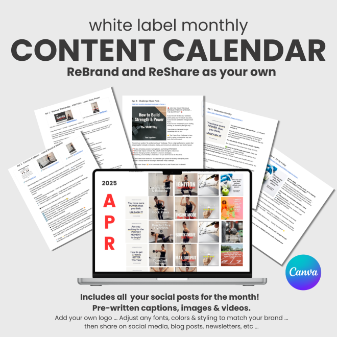 White Label Content Calendar for April 2025