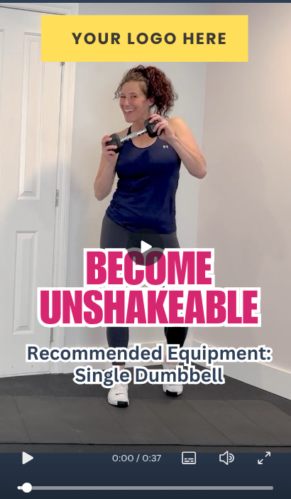 white label workout video of the week for May 20, 2025.  Become Unshakeable  VERTICAL