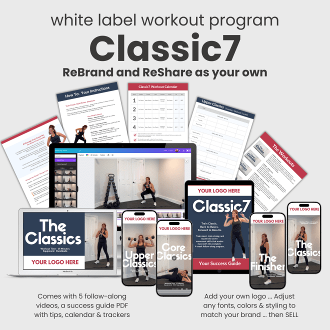 White label workout video programs: Classic7 - 4 week online workout program from the September fitness business playbook