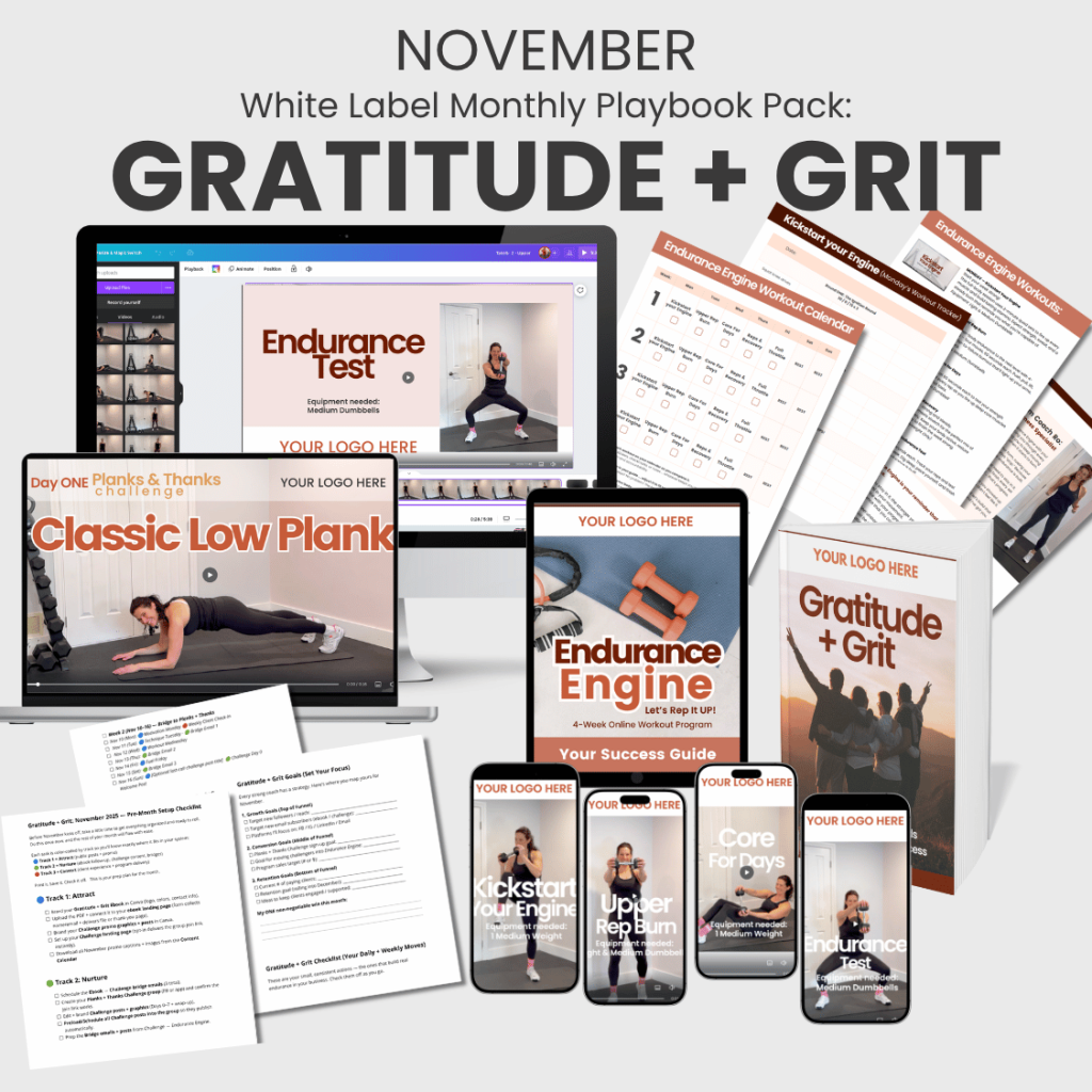White label workout:  November Playbook - Gratutde + Grit