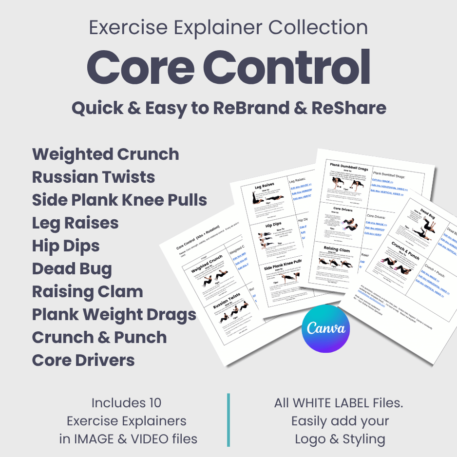 white label exercise explainer collection: core control