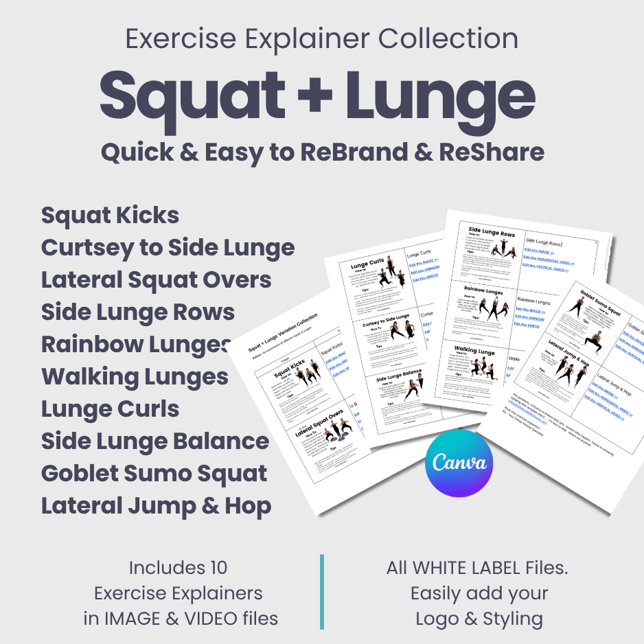 white label exercise explainer: squat + lunge collection