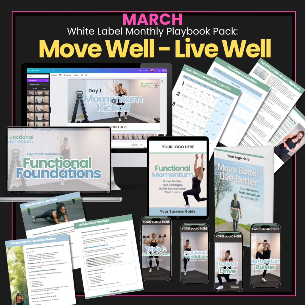March FItness Business Playbook from White label workouts. Move WEll Live Well